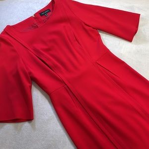 Pink Tartan | Red Sheath Dress Half Sleeves Pleats Size 6